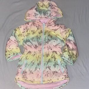 3/25$ Penelope Mack Colourful Gold Butterfly Fall Hooded Jacket Faux fur lined